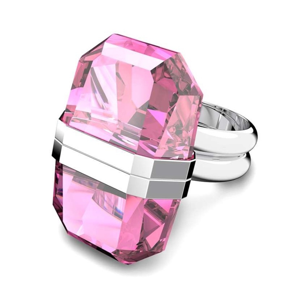 New Swarovski Crystal Pink Silver Lucent Ring